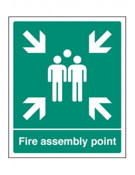 Fire assembly point safety sign in Aluminium -  2 Sizes 